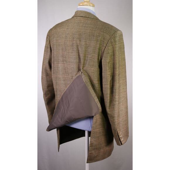 Bespoke Tailored Full Canvas Blazer Wool Cashmere Loro Piana Brown Plaid 46L - Picture 8 of 11